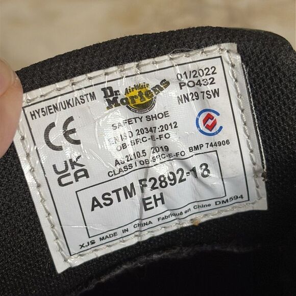 Dr. Martens Black Noir Leather Anti Slip Safety Shoes Air Wair Comfort Unisex - Picture 14 of 15